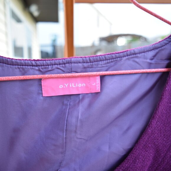 Purple Wool Blend Mini Dress - Sleeveless / Lined - a. YiLian - Picture 3 of 6
